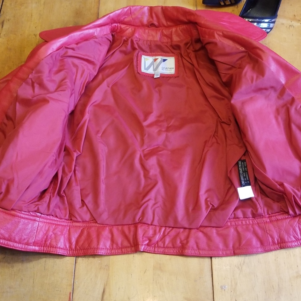 SOLD! Vtg Wilson's Red Leather Moto Jacket/Skirt 8 - Picture 4 of 8